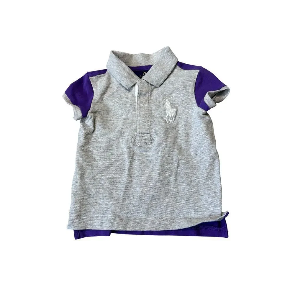 Kids POLO by Ralph Lauren collared shirt, size 3T, Purple & Gray, 3 on the back